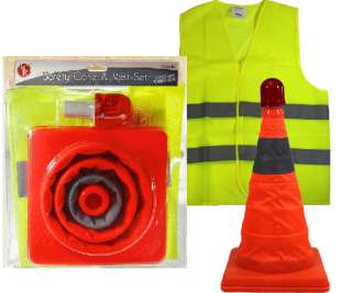You are bidding on a brand new Safety Cone and Vest set. The blinking 