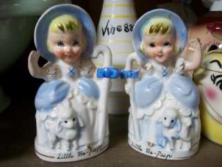   BO PEEP GIRL LAMB NURSERY RHYME SALT AND PEPPER SHAKERS OLD  