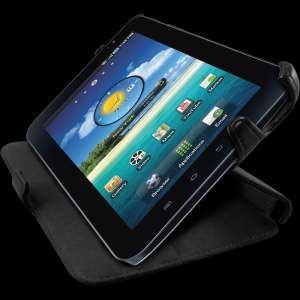 For Samsung Galaxy Tab P1000 7 Black Folding Napa Leather Carry Case 