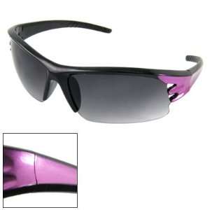   Women Half Rim Black Purple Plastic Arms Sunglasses