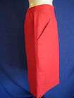 NANCY HELLER bright red linen skirt size XS S waist 28 pockets mid 