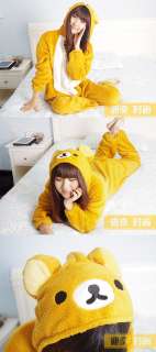 Japan Anime Rilakkuma Bear Costume Cosplay Kigurumi Pajamas S M L XL 