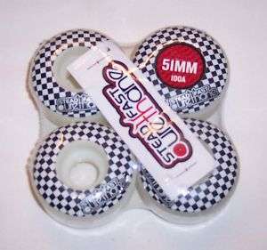 New Set of Four Checkered Skateboard Wheels 51mm 100a  