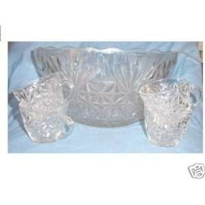  Anchor Hocking Punch Bowl & 10 Cups 