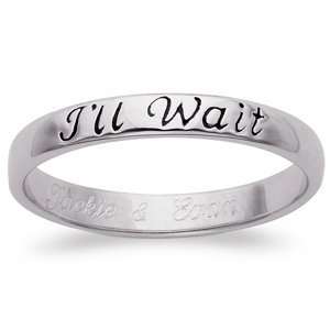  Sterling Silver Ill Wait Engraved Purity Band, Size 9 Jewelry