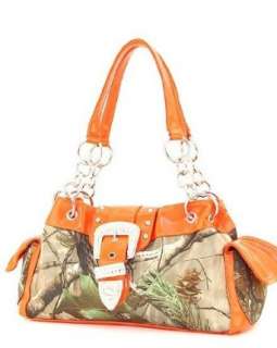    Camo Camouflage Realtree APG Orange Trim Satchel Handbag Clothing