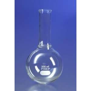  PYREX 500mL Long Neck Boiling Flask, Round Bottom, Tooled 