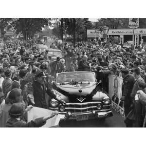  Dwight Eisenhower, Riding in a Black Car and Cheering with 