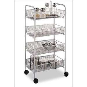  4 Wire Basket Rolling Storage Cart by Organize It All 