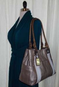 TIGNANELLO Metallic Pewter Leather handbag shoulder shopper bronze 