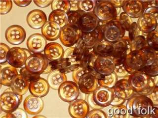 12 Buttons, 1/2 (13mm) Tortoise Shell like Amber wedge  