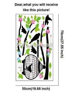   Tree Bird Cage Art Mural Wall Vinyl Sticker Decal Home Decor  