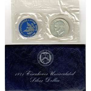 1971 S EISENHOWER SILVER BU DOLLAR   BLUE PACK w/COA 