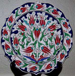 12 Handpainted & Handmade Turkish Tulip Iznik Ceramic Plate  