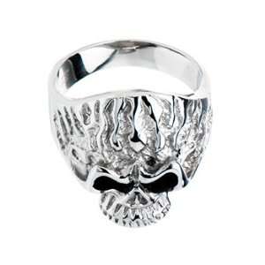    Size 10   316L Surgical Stainless Steel Flaming Skull Ring Jewelry