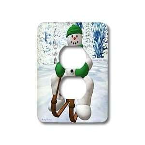 BK Vintage Snowmen   Sledding Snowman   Light Switch Covers   2 plug 