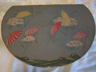 LARGE VINTAGE BABY TOILETRY BOX WITH UMBRELLAS  
