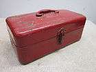 vintage red union steel chest tool tacke box 14 25