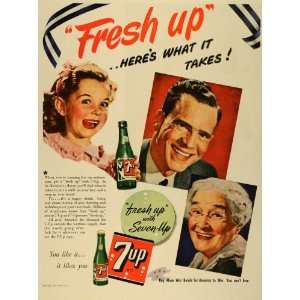  1943 Ad Seven Up Co 7 Up Soda Carbonated Drink Child Lemon 