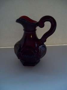   COD COLLECTION Ruby Red Pressed Glass Vinegar Cruet VGC 5 1/2  