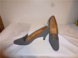 Vintage Vitality Chantilly High Vamp Gray Pumps Heels  