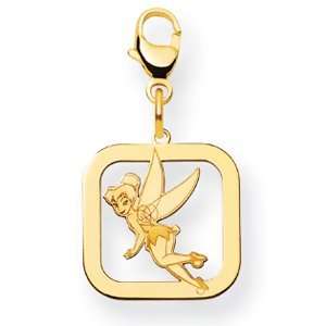    Tinker Bell Square Charm 1/2in   14k Gold/14k Yellow Gold Jewelry