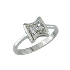 Flora 14K White Gold Square Style Ring Jewelry