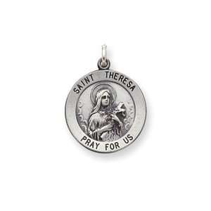  Sterling Silver St. Theresa Medal Pendant   JewelryWeb 