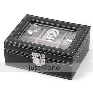 Watches Rings Leather Display Storage Box Show Case  
