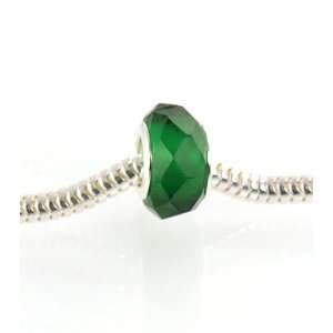Sterling Silver May Emerald Birthstone Bead Charm fits PANDORA BIAGI 