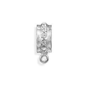 Sterling Silver Charm Bracelet Bead CZ Charmholder   Compatible with 