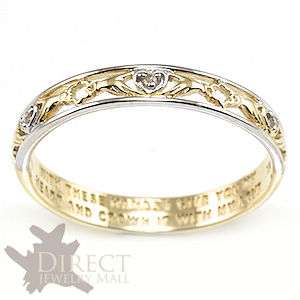   GENUINE White DIAMOND Celtic Claddagh Engraved Wedding Band Ring Q