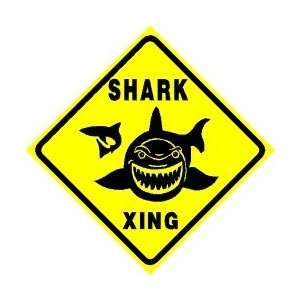  SHARK CROSSING sign * street animal sea