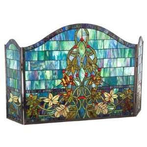  Tiffany Style Floral Castle Wall Fireplace Screen