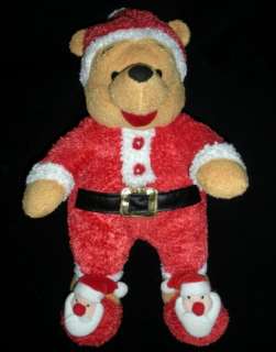 Disney Winnie Pooh Santa Claus Christmas Slippers Plush  