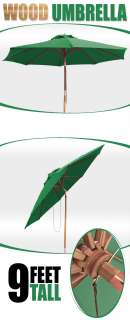 FT Wooden Green Outdoor Tilt Patio Umbrella Tilt Wood Deck Gazebo 