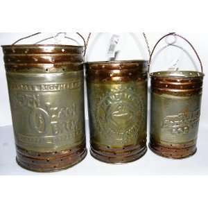  Set of 3 Rustic Coffee Can Tealight Holders (Indoor 