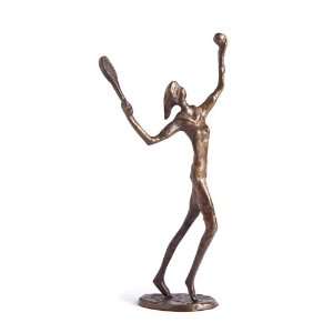 Female Tennis Player Cast Bronze Sculpture Figurine