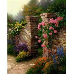 Thomas Kinkade   The Rose Garden Publishers Proof Canvas