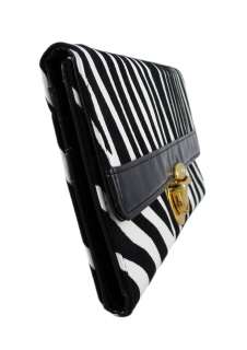 Zebra Print Checkbook Wallet Glossy Black Trim  