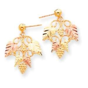    10k Tri color Black Hills Gold Leaf Dangle Earrings Jewelry
