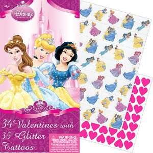  Disney Princess Deluxe Valentines Day Cards 34ct with 35 