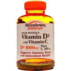  Sundown Naturals  Vitamin D3 1000IU with Vitamin C 500mg 