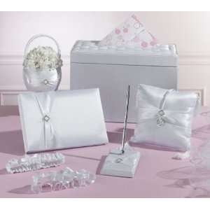   Bridal Ring Pillow Garter Guest Book&Pen Card Box Flower Girl Basket