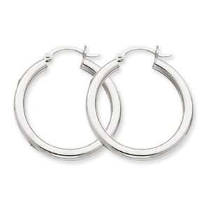  14k Gold 3mm White Hoop Earrings Jewelry