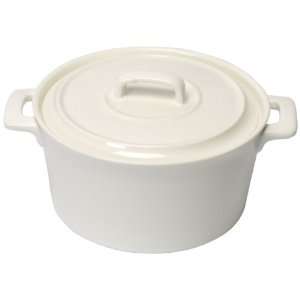   Serving Dish with Porcelain Handles and Lid, White 