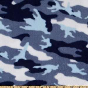  60 Wide WinterFleece Camo Blue Woodland Fabric By The 
